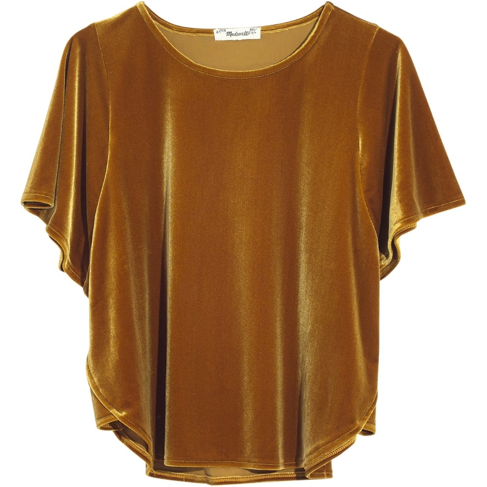 Madewell Velvet Butterfly Top XS Gold